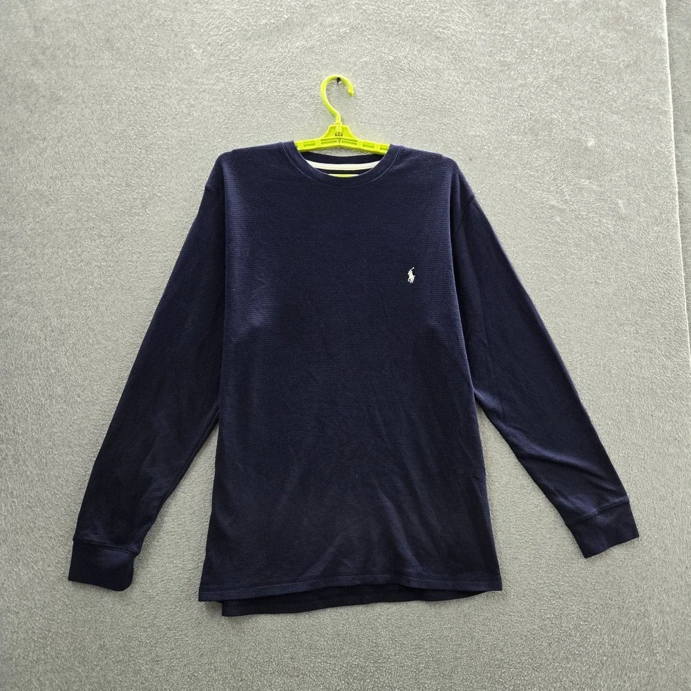 Polo Ralph Lauren Men Sleepwear L Blue Embroidered Pajama Top Waffle Knit